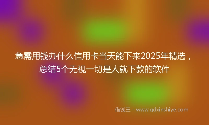 急需用钱办什么信用卡当天能下来2025年精选，总结5个无视一切是人就下款的软件