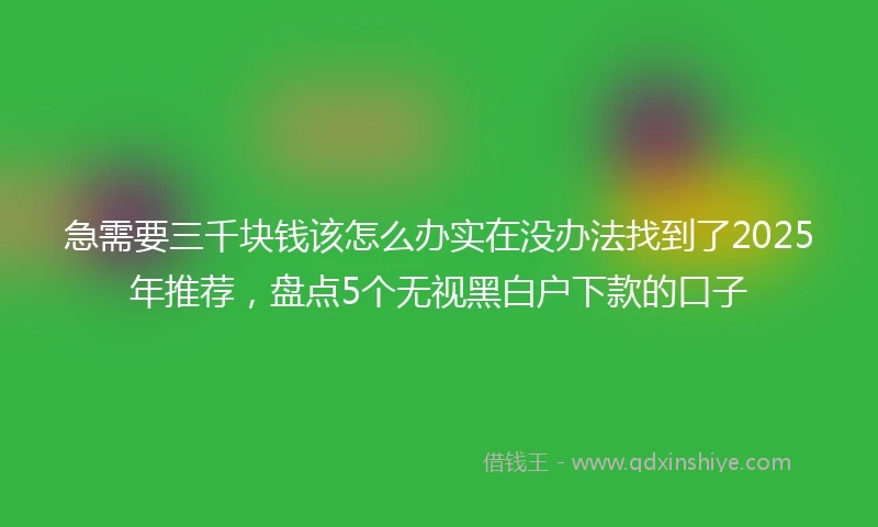 急需要三千块钱该怎么办实在没办法找到了2025年推荐，盘点5个无视黑白户下款的口子