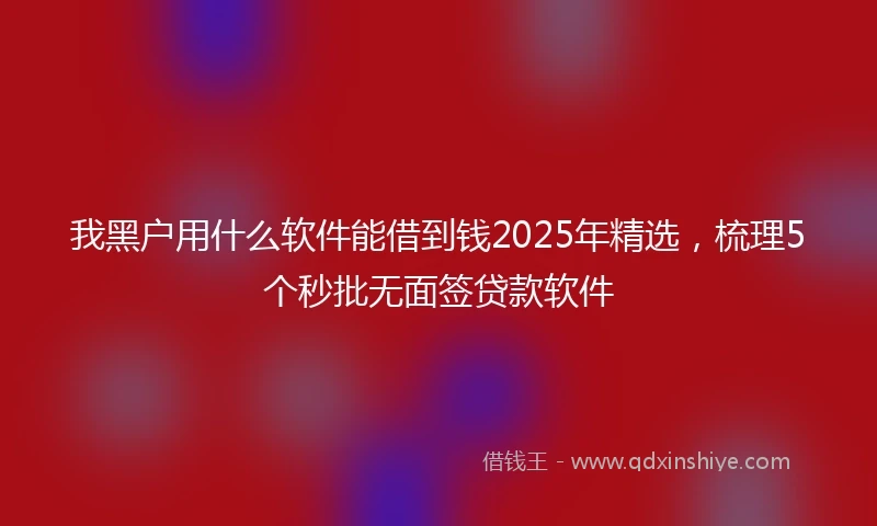 我黑户用什么软件能借到钱2025年精选，梳理5个秒批无面签贷款软件