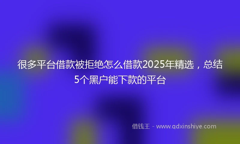 很多平台借款被拒绝怎么借款2025年精选，总结5个黑户能下款的平台