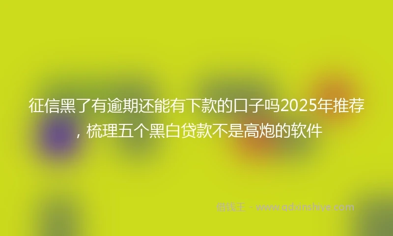 征信黑了有逾期还能有下款的口子吗2025年推荐，梳理五个黑白贷款不是高炮的软件