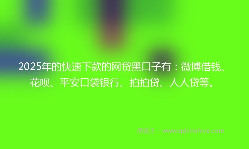 2025年的快速下款的网贷黑口子有：微博借钱、花呗、平安口袋银行、拍拍贷、人人贷等。