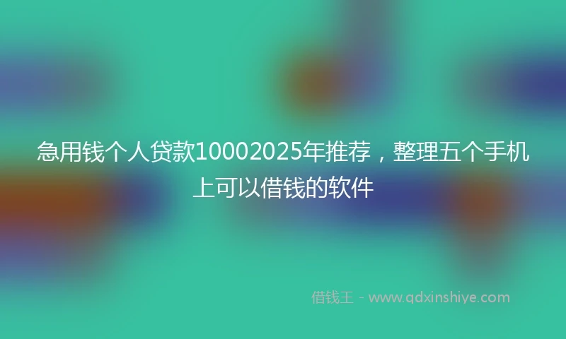 急用钱个人贷款10002025年推荐，整理五个手机上可以借钱的软件