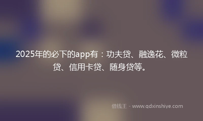 2025年的必下的app有：功夫贷、融逸花、微粒贷、信用卡贷、随身贷等。