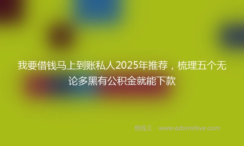 我要借钱马上到账私人2025年推荐，梳理五个无论多黑有公积金就能下款
