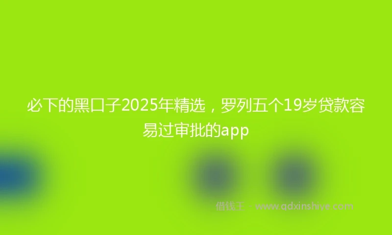 必下的黑口子2025年精选，罗列五个19岁贷款容易过审批的app