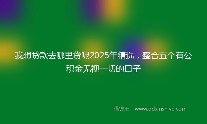 我想贷款去哪里贷呢2025年精选，整合五个有公积金无视一切的口子