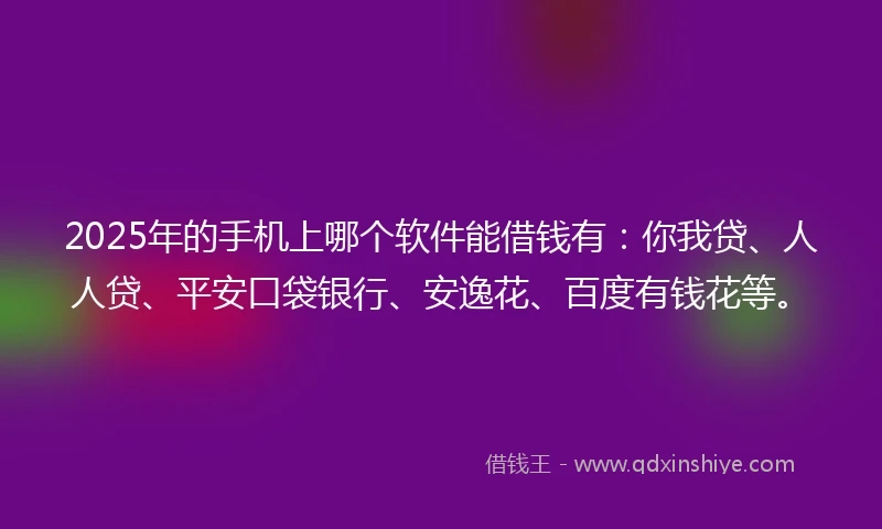 2025年的手机上哪个软件能借钱有：你我贷、人人贷、平安口袋银行、安逸花、百度有钱花等。