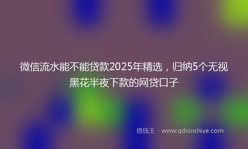 微信流水能不能贷款2025年精选，归纳5个无视黑花半夜下款的网贷口子