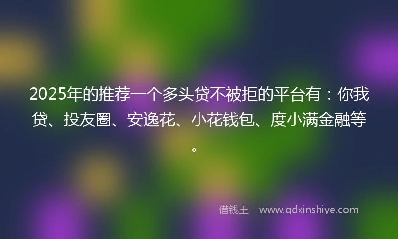 2025年的推荐一个多头贷不被拒的平台有：你我贷、投友圈、安逸花、小花钱包、度小满金融等。