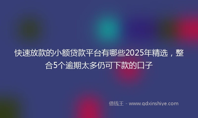 快速放款的小额贷款平台有哪些2025年精选，整合5个逾期太多仍可下款的口子