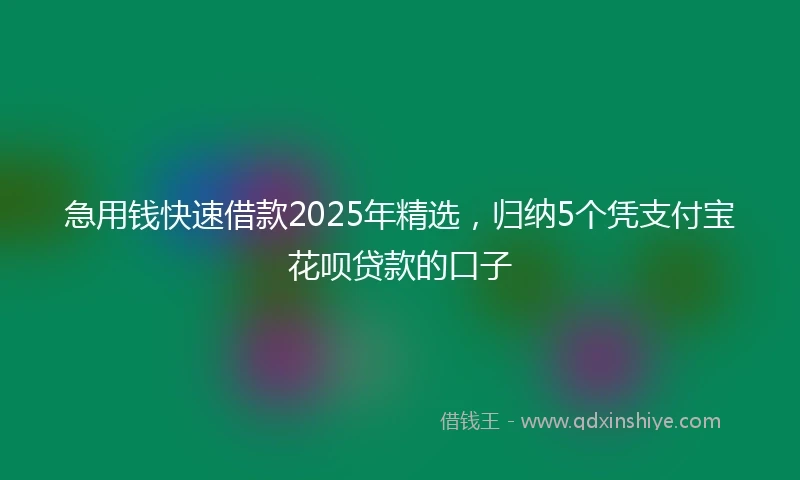 急用钱快速借款2025年精选，归纳5个凭支付宝花呗贷款的口子
