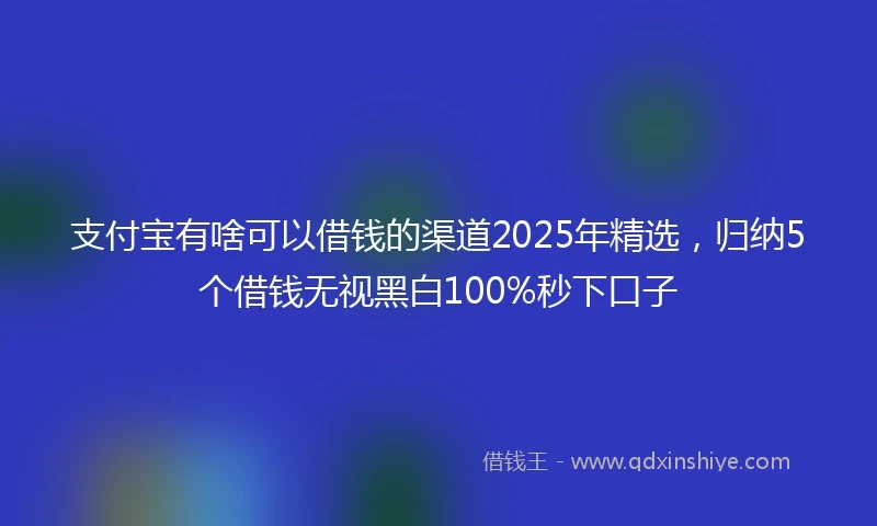 支付宝有啥可以借钱的渠道2025年精选，归纳5个借钱无视黑白100%秒下口子