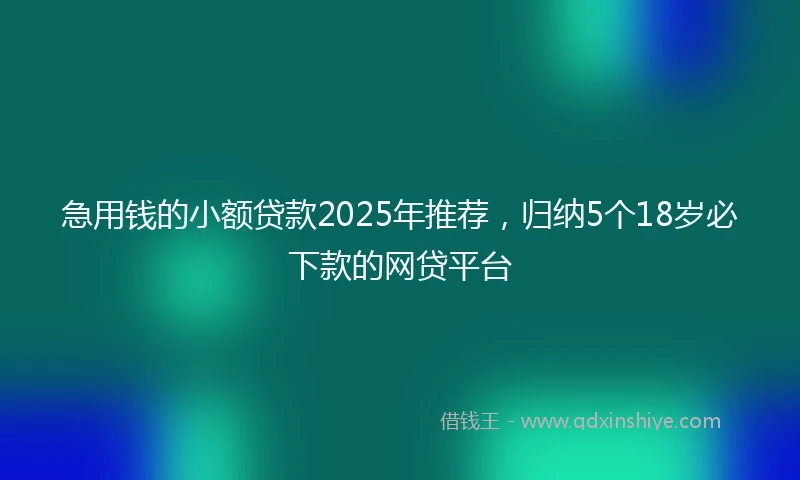 急用钱的小额贷款2025年推荐,归纳5个18岁必下款的网贷平台