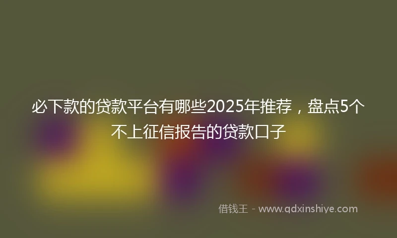 必下款的贷款平台有哪些2025年推荐，盘点5个不上征信报告的贷款口子