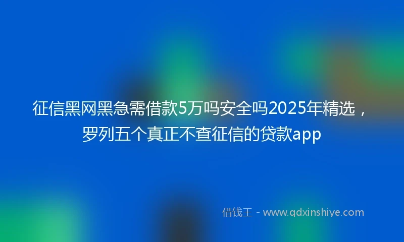 征信黑网黑急需借款5万吗安全吗2025年精选，罗列五个真正不查征信的贷款app
