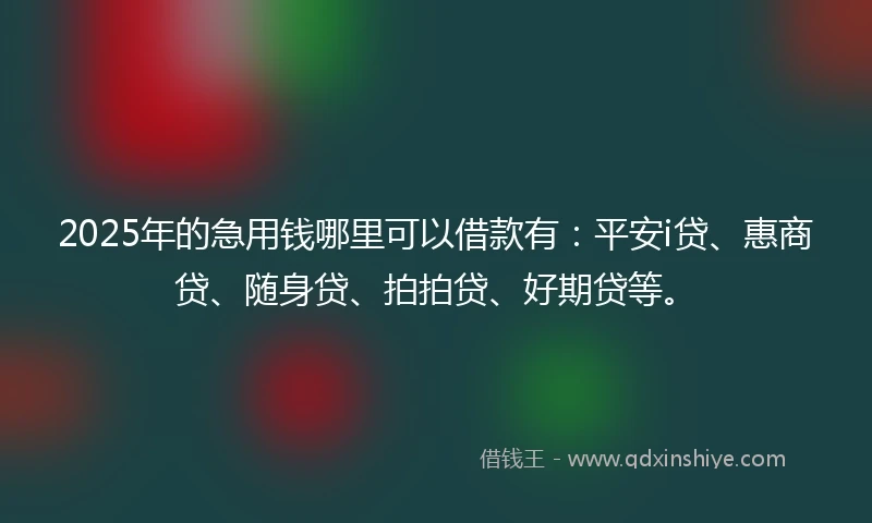 2025年的急用钱哪里可以借款有：平安i贷、惠商贷、随身贷、拍拍贷、好期贷等。