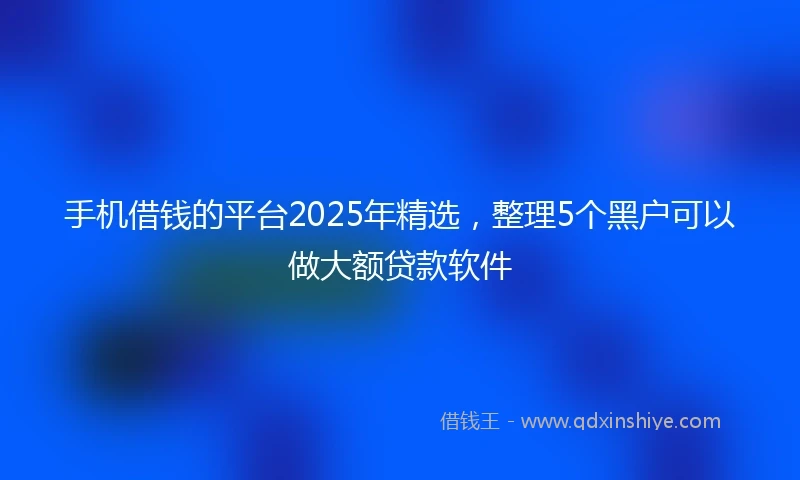 手机借钱的平台2025年精选，整理5个黑户可以做大额贷款软件