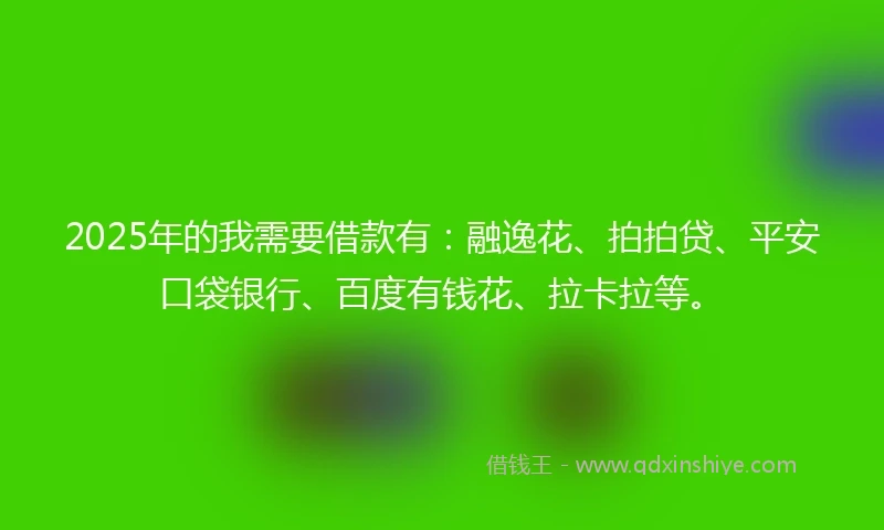 2025年的我需要借款有：融逸花、拍拍贷、平安口袋银行、百度有钱花、拉卡拉等。