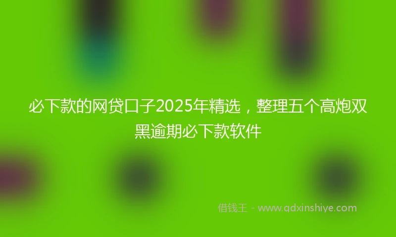 必下款的网贷口子2025年精选，整理五个高炮双黑逾期必下款软件