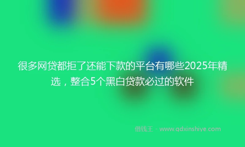 很多网贷都拒了还能下款的平台有哪些2025年精选，整合5个黑白贷款必过的软件