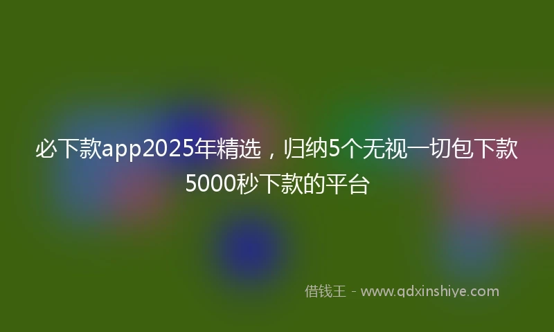 必下款app2025年精选，归纳5个无视一切包下款5000秒下款的平台
