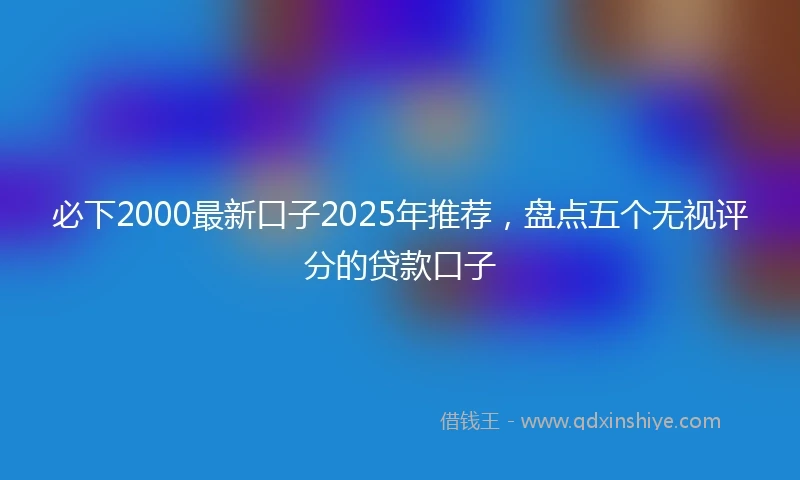 必下2000最新口子2025年推荐，盘点五个无视评分的贷款口子