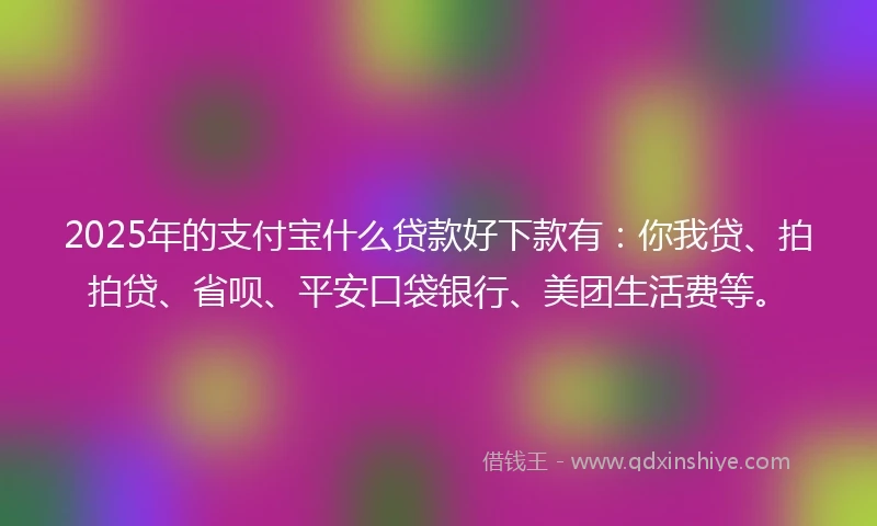 2025年的支付宝什么贷款好下款有：你我贷、拍拍贷、省呗、平安口袋银行、美团生活费等。