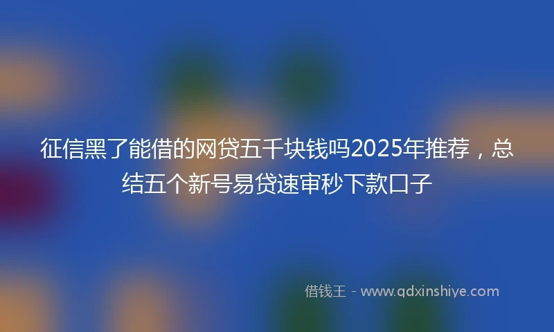 征信黑了能借的网贷五千块钱吗2025年推荐，总结五个新号易贷速审秒下款口子