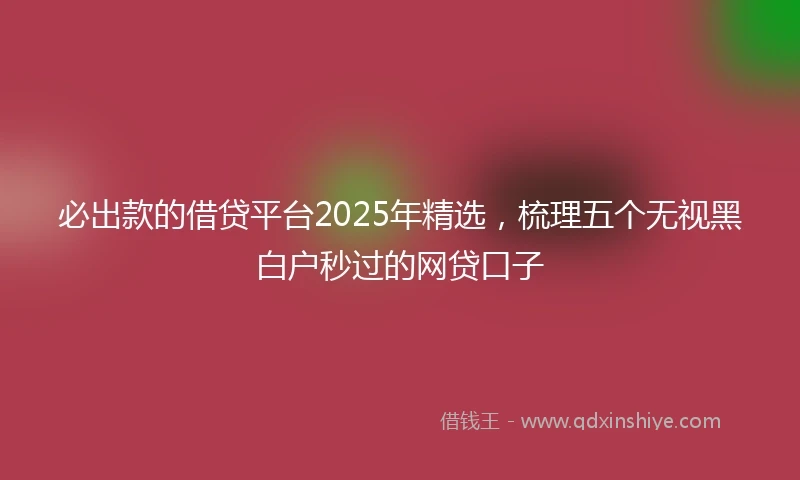 必出款的借贷平台2025年精选，梳理五个无视黑白户秒过的网贷口子