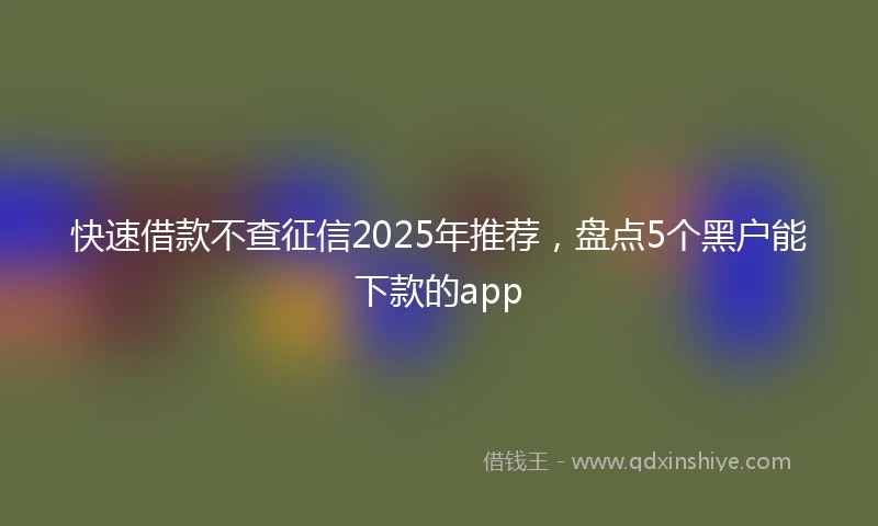 快速借款不查征信2025年推荐，盘点5个黑户能下款的app
