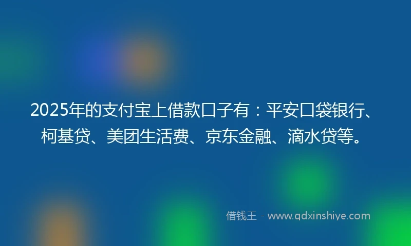2025年的支付宝上借款口子有：平安口袋银行、柯基贷、美团生活费、京东金融、滴水贷等。