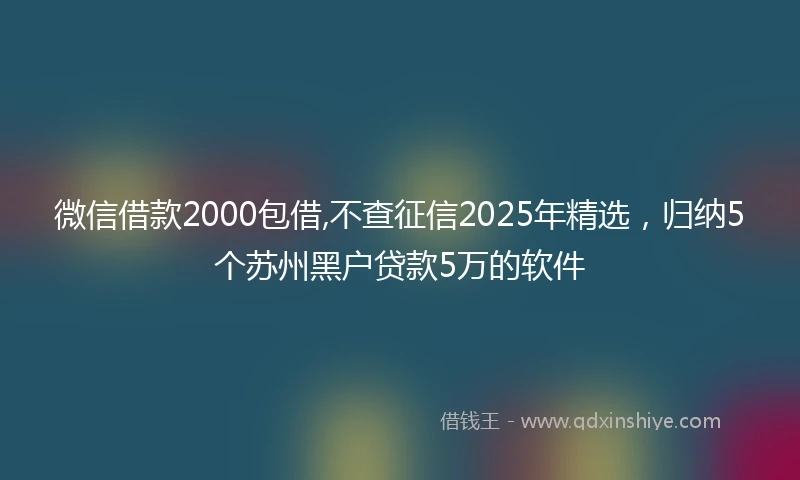 微信借款2000包借,不查征信2025年精选，归纳5个苏州黑户贷款5万的软件