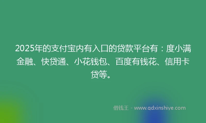 2025年的支付宝内有入口的贷款平台有：度小满金融、快贷通、小花钱包、百度有钱花、信用卡贷等。