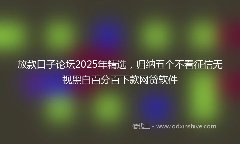 放款口子论坛2025年精选，归纳五个不看征信无视黑白百分百下款网贷软件