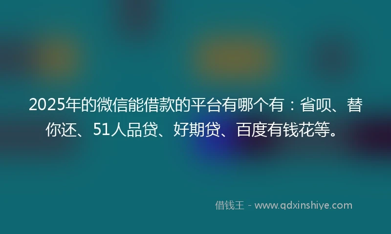 2025年的微信能借款的平台有哪个有：省呗、替你还、51人品贷、好期贷、百度有钱花等。