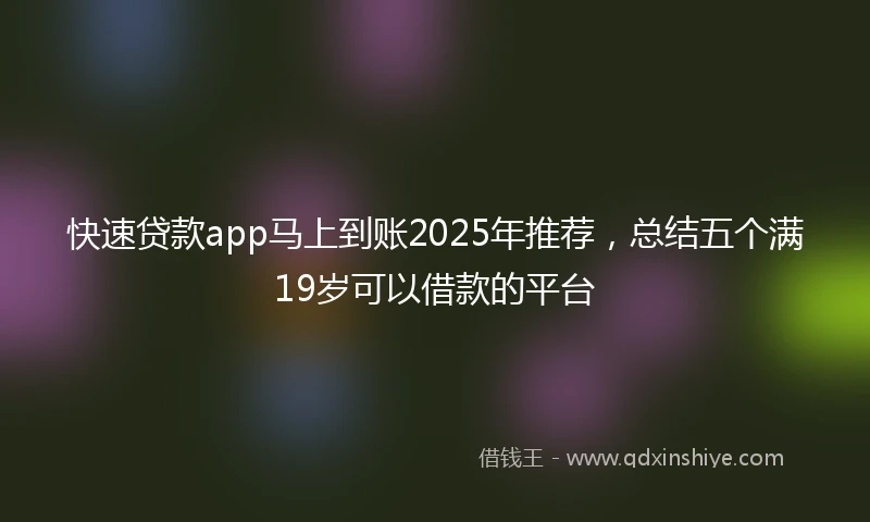 快速贷款app马上到账2025年推荐，总结五个满19岁可以借款的平台
