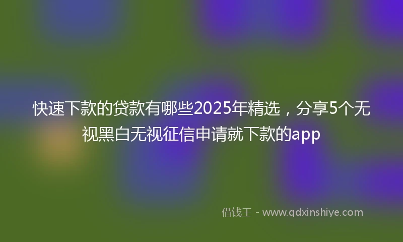 快速下款的贷款有哪些2025年精选，分享5个无视黑白无视征信申请就下款的app