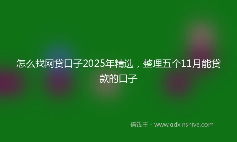 怎么找网贷口子2025年精选，整理五个11月能贷款的口子