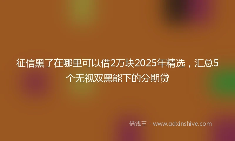 征信黑了在哪里可以借2万块2025年精选，汇总5个无视双黑能下的分期贷