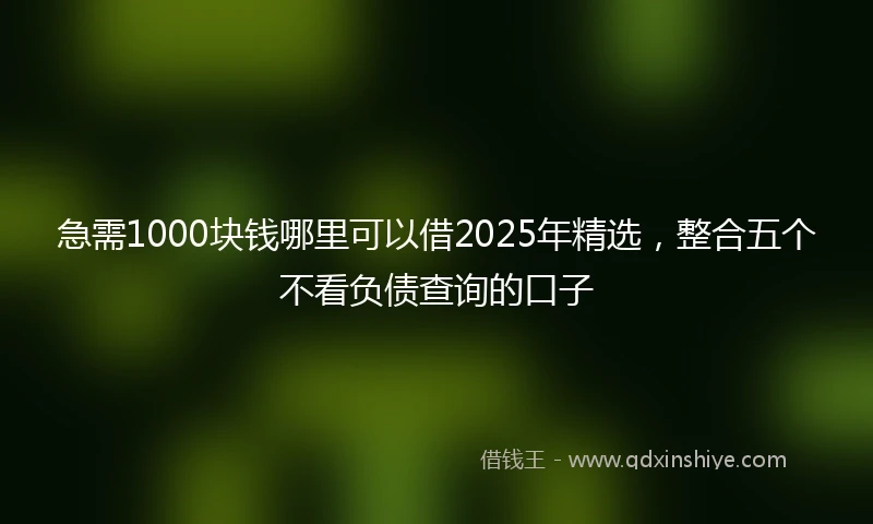 急需1000块钱哪里可以借2025年精选，整合五个不看负债查询的口子