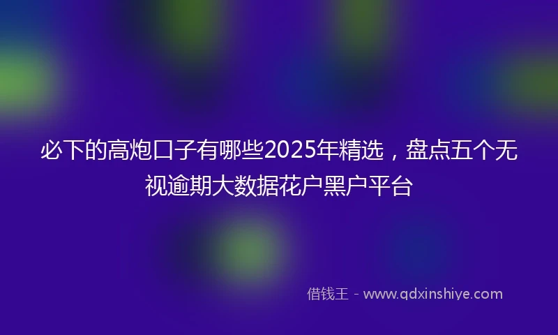必下的高炮口子有哪些2025年精选，盘点五个无视逾期大数据花户黑户平台