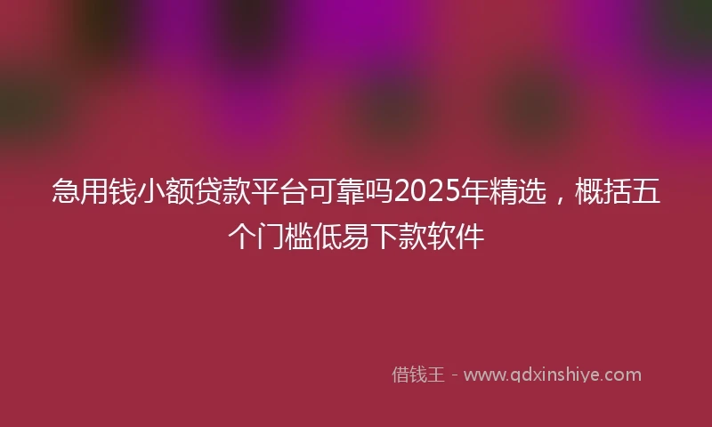 急用钱小额贷款平台可靠吗2025年精选,概括五个门槛低易下款软件