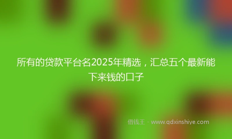 所有的贷款平台名2025年精选，汇总五个最新能下来钱的口子