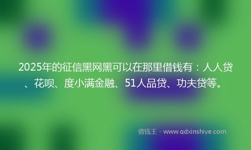 2025年的征信黑网黑可以在那里借钱有：人人贷、花呗、度小满金融、51人品贷、功夫贷等。