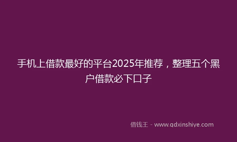 手机上借款最好的平台2025年推荐，整理五个黑户借款必下口子
