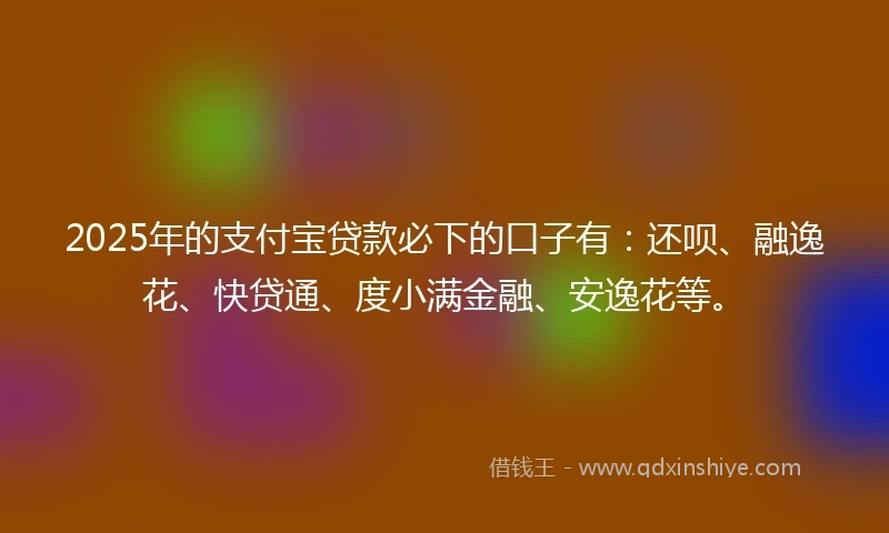 2025年的支付宝贷款必下的口子有：还呗、融逸花、快贷通、度小满金融、安逸花等。