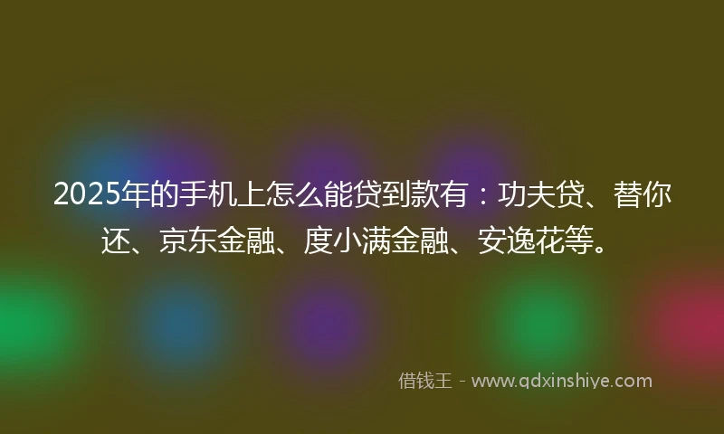 2025年的手机上怎么能贷到款有：功夫贷、替你还、京东金融、度小满金融、安逸花等。