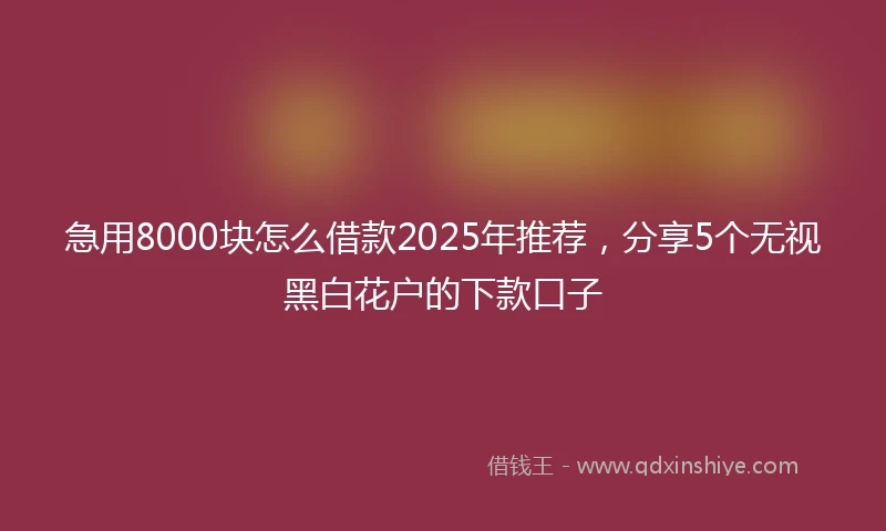 急用8000块怎么借款2025年推荐，分享5个无视黑白花户的下款口子