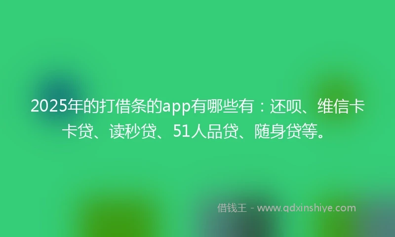 2025年的打借条的app有哪些有：还呗、维信卡卡贷、读秒贷、51人品贷、随身贷等。